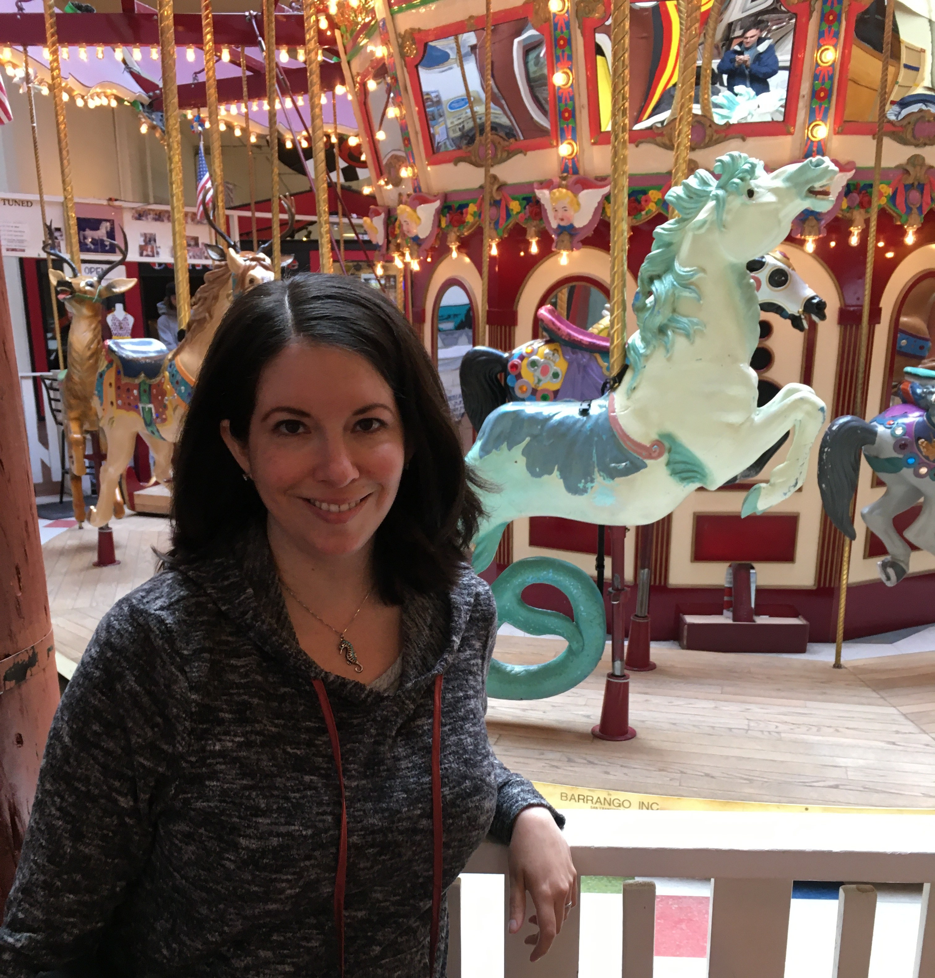 Katherine Quevedo with carousel Seahorse